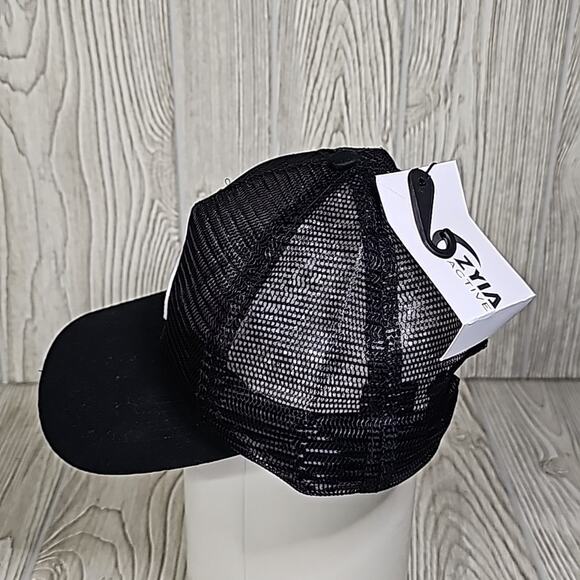 ZYIA Active Unisex Logo Patch Black Mesh Trucker Style Ball Cap Hat, NWT - Picture 3 of 6